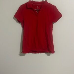 St. John's Bay Red Fitted Button Down Polo Shirt
